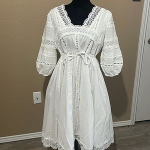 Anthropology Eri + Ali white lace bohemian dress
